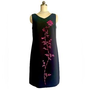 Vtg 90s Positive Attitude Black PShort Sleeve Casual Maxi Dress Pink Eyelet Lace